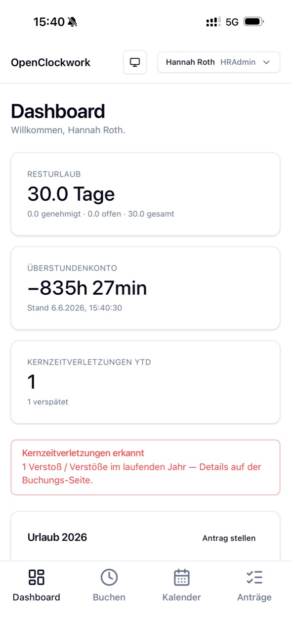 OpenClockwork Dashboard auf einem Smartphone